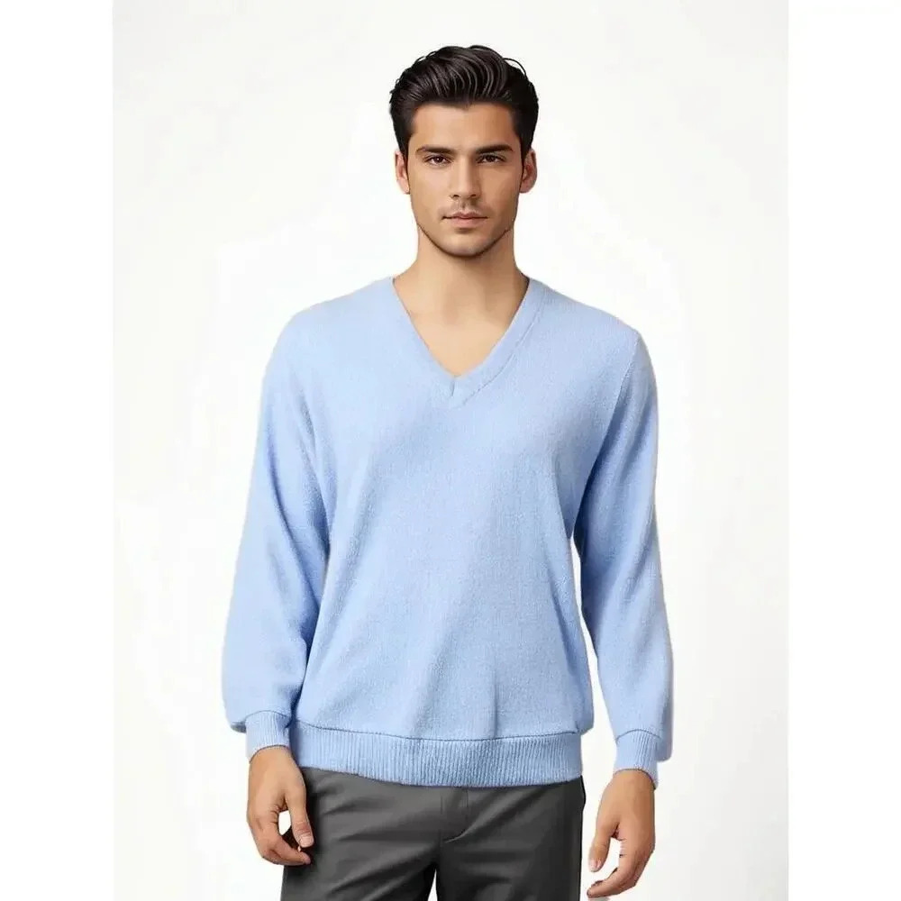 Vintage Arnold‎ Palmer Robert Bruce Men's Large Light Blue V-Neck Sweater
